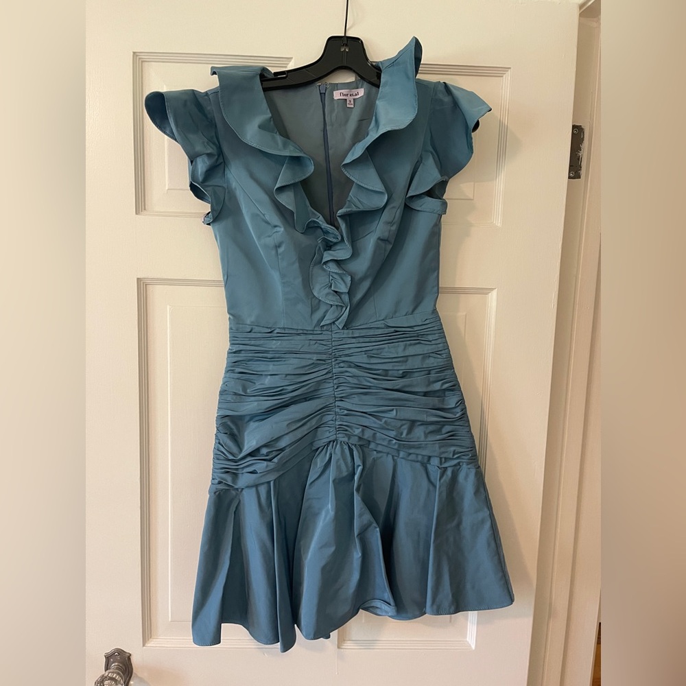 Flor Et Al Blue Ruffle Dress